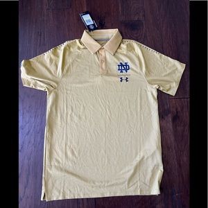 New W/Tags Under Armour Gold Notre Dame Polo